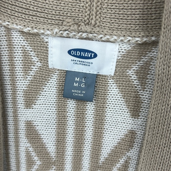 Old Navy open front Aztec print 100% cotton fringe hemline kimono cardigan M/L - Picture 5 of 8